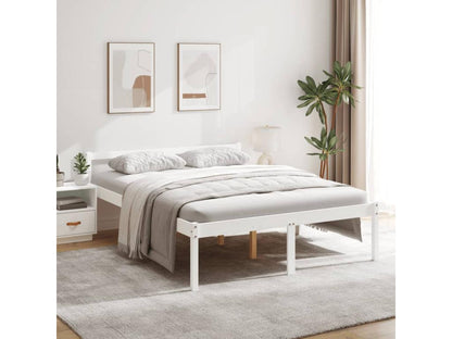 White bed frame, solid pine wood, 150x200 cm, extra large