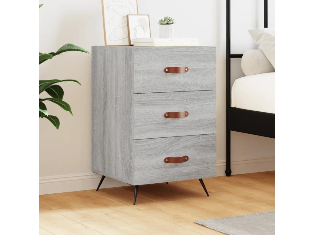 Meubiana Premium - Meubiana bedside table, grey, 40x40x66 cm, engineered wood