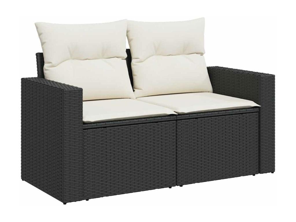 11-piece garden furniture set with cushions, black resin wicker