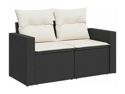11-piece garden furniture set with cushions, black resin wicker