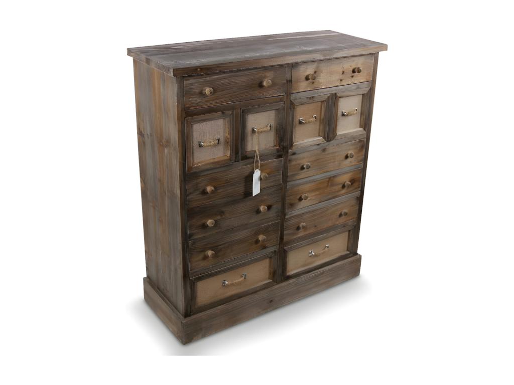 Meubiana 14-Drawer Wooden Chest of Drawers 85x33x98.5cm Brown - Vintage Style