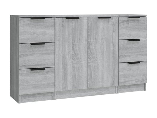 Meubiana 3-piece sideboard set, grey engineered wood