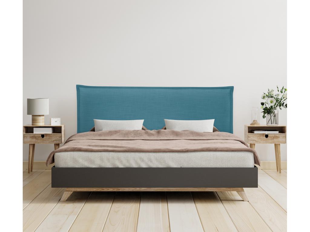 Meubiana Smooth Natural Linen Headboard with Padding 145x105cm with Legs for 135/140cm Beds - Turquoise
