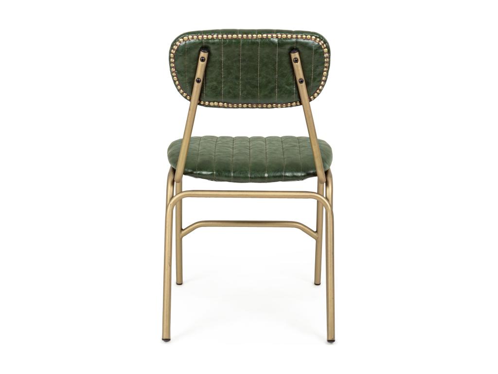 Meubiana Dark Green and Gold Steel Chair - Set of 2