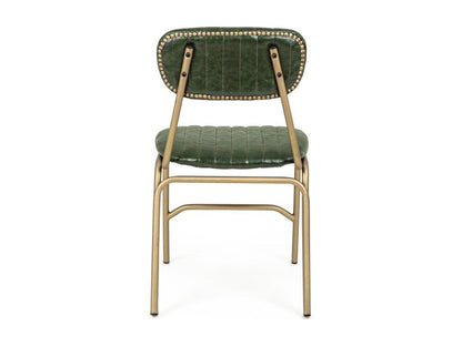 Meubiana Dark Green and Gold Steel Chair - Set of 2