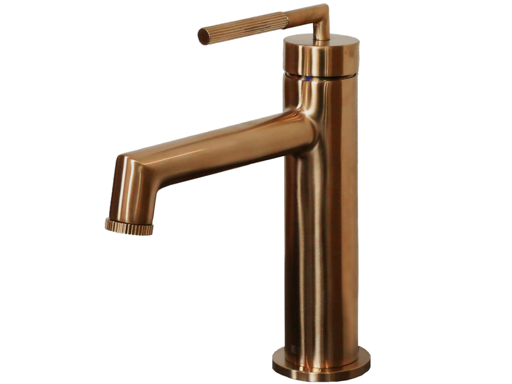 Homzora low-profile basin mixer tap, brushed copper - Homzora