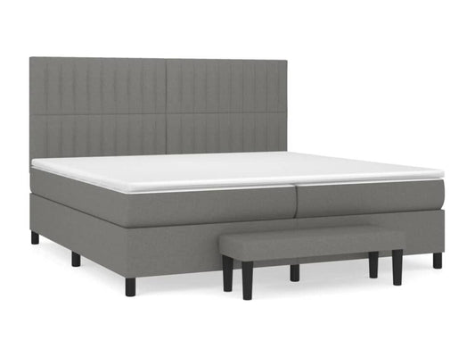 Upholstered bed base with mattress, dark grey, 200x200cm, fabric