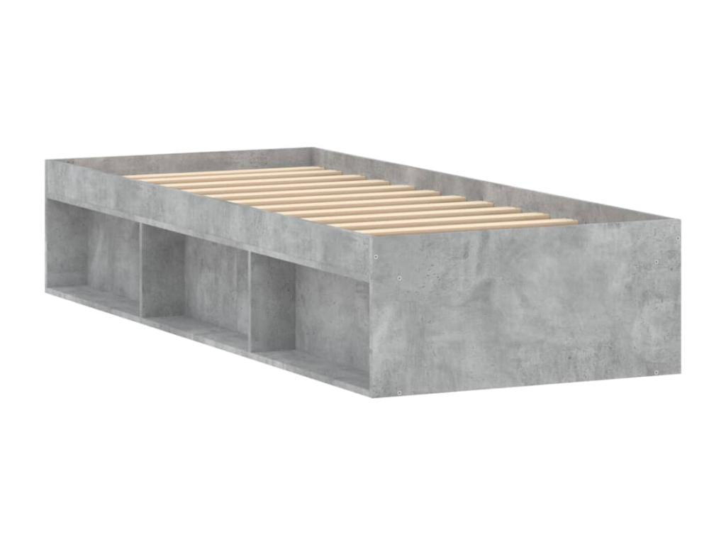 Bed frame without mattress concrete gray 75x190 cm