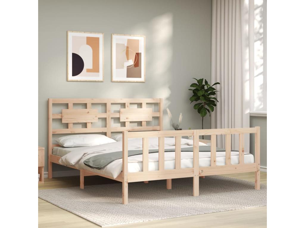 Homzora bed frame with headboard, solid wood size