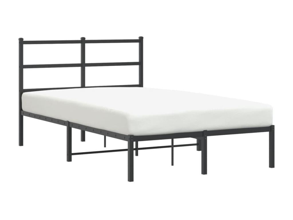 Metal bed frame without mattress, with black headboard, 120x200cm
