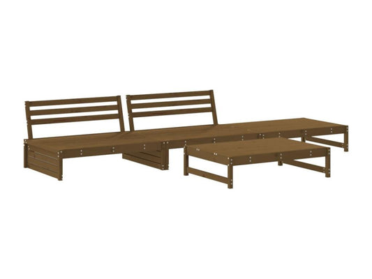 4-piece garden furniture set, honey brown, solid pine wood