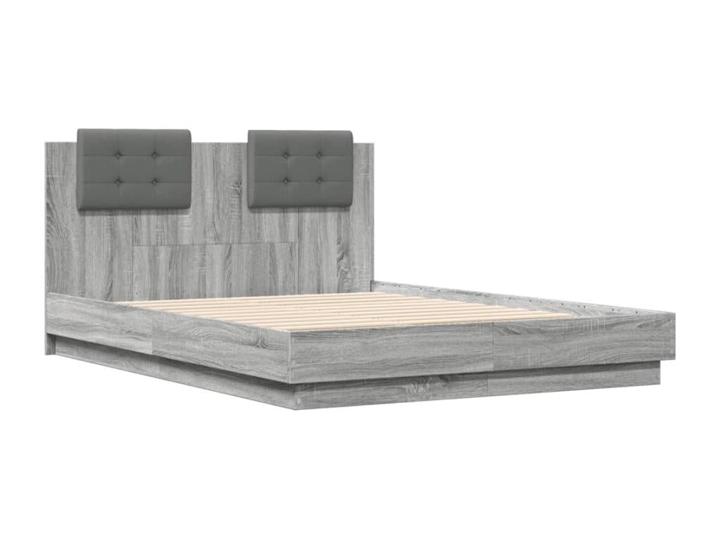 Meubiana grey bed frame with headboard, 120x190 cm