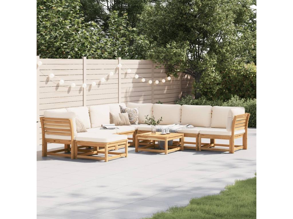 Homzora 9-piece solid wood garden furniture set with cushions