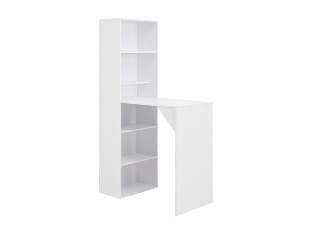 Bar table with cabinet, white, 115x59x200 cm