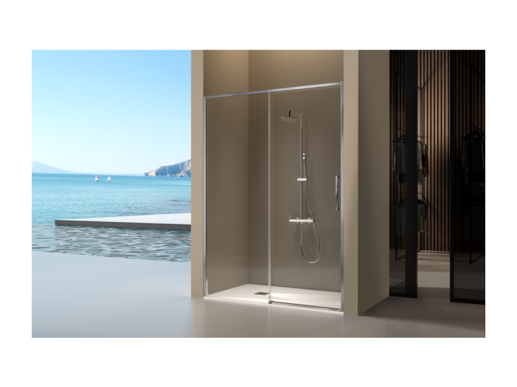 Homzora fixed shower screen with sliding door, 176-178.6 cm