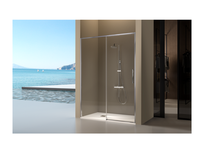 Homzora fixed shower screen with sliding door, 176-178.6 cm