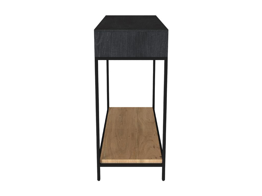 Meubiana console table with 2 drawers in wood and black metal legs - Meubiana