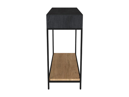 Meubiana console table with 2 drawers in wood and black metal legs - Meubiana