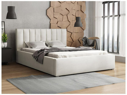 Meubiana 111 Double Bed, Light Brown, 180x200cm, Upholstered, with Meubiana Slatted Base 200x223x93cm