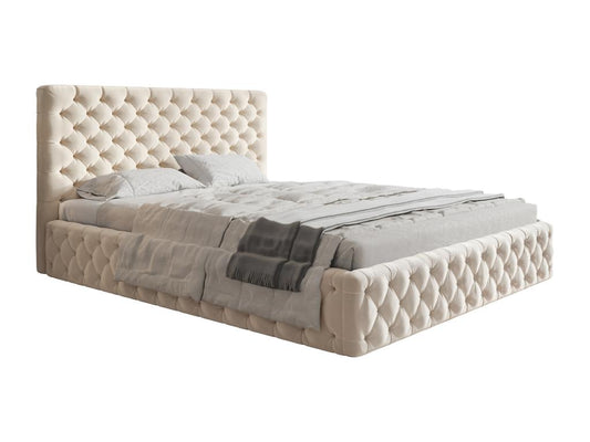 Meubiana Adult Bed 180x200 Furis - Double Bed with Storage - Upholstered Bed Meubiana 140x200 - Velvet Beige Amor Velvet 4304