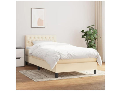 Homzora bed base with 90x200 Cream fabric mattress