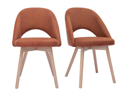 Set of 2 Scandinavian chairs in textured burnt earth velvet-effect fabric and light wood by Homzora
