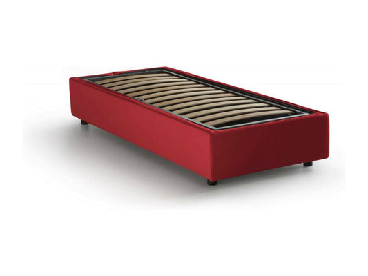 Doucezen Single Bed with Storage Bed and Fabric Upholstery, Made in Italy, Side Opening, Suitable for 80x190 cm Mattress, Red