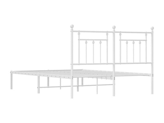 Metal bed frame with white headboard 140x190