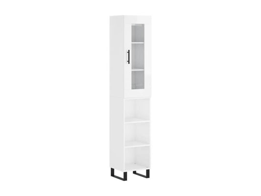 High-gloss white sideboard, 34.5x34x180 cm, engineered wood