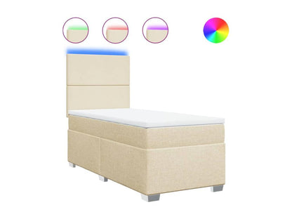 Homzora bed base with mattress, Cream, 100x200 cm, Fabric