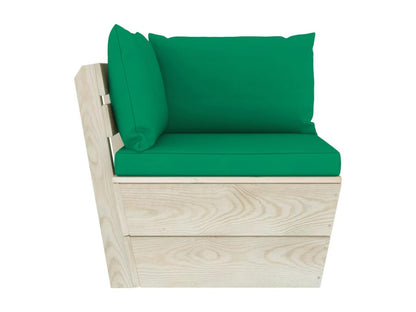 3-seater pallet garden sofa with cushions, spruce wood