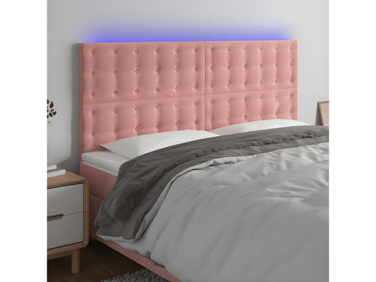 Pink LED Headboard 160x5x118/128 cm Velvet