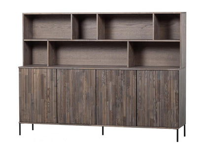 ENGRAVING - Brown ash veneered wooden sideboard
